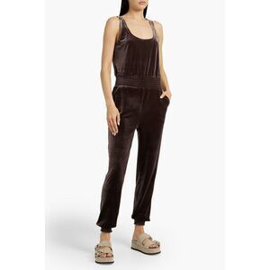 NWT COMMANDO Shirred stretch-velvet jumpsuit, romper for women, Size small Brown